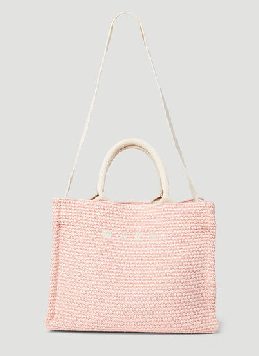 Marni 仿草编小号托特包 粉色 mni0255053