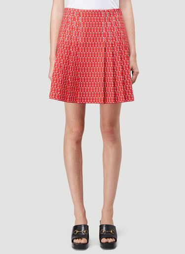 Gucci Daisy Jacquard Pleated Skirt Red guc0242031