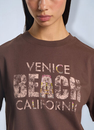 LN-CC® - Palm Angels: Cali Vibes Regular T-Shirt - Brown Palm Angels Cali Vibes Regular T-Shirt Brown pma0266202