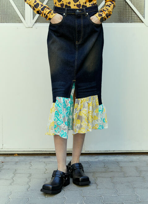 VETEMENTS Ruffled Stair Denim Skirt Black vet0254015