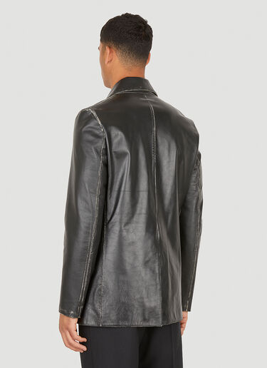 MM6 Maison Margiela Worn Leather Blazer Black mmm0149003