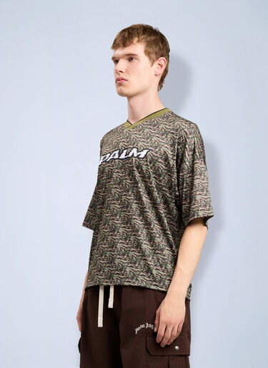 LN-CC® - Palm Angels: Camo Allover Palm Sport T-Shirt - Green Palm Angels Camo Allover Palm Sport T-Shirt Green pma0164168