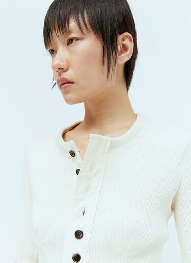 Raised Placket Ribbed Top Bottega Veneta Raised Placket Ribbed Top Beige bov0256027