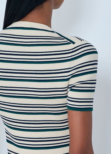 Miu Miu Stripes T-Shirt Beige miu0264013