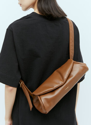 Jil Sander ラージ カノーロ パデッドショルダーバッグ ブラウン jil0255034