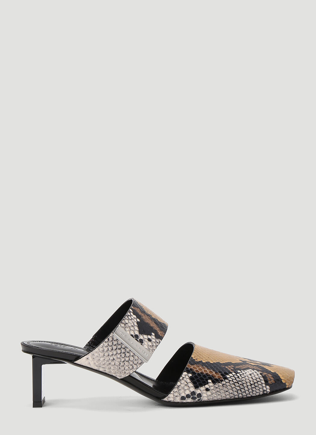 Snake print shop heeled mules