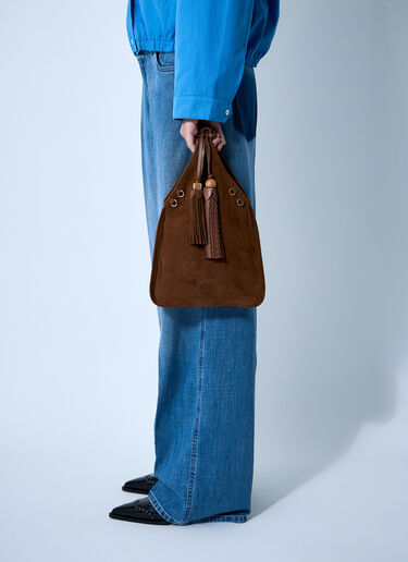Miu Miu Suede Handbag With Tassels Brown miu0261020