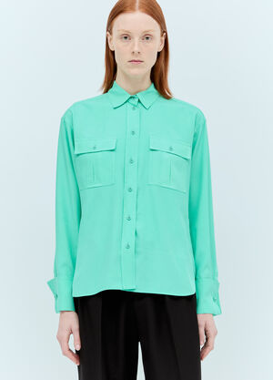 Max Mara Flap Pockets Silk Shirt Blue max0256050