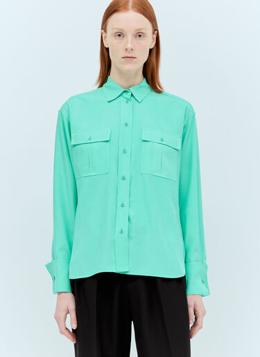 Max Mara Flap Pockets Silk Shirt Green max0256052