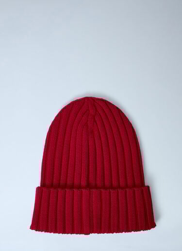 Moncler Logo Motif Beanie Hat Red mon0261034