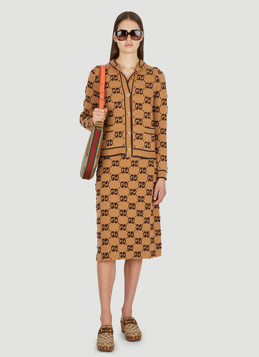 Gucci Logo Jacquard Cardigan Camel guc0251035