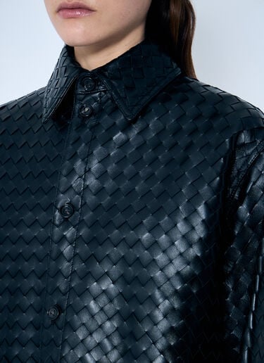 Bottega Veneta Intrecciato Leather Overshirt Black bov0259004