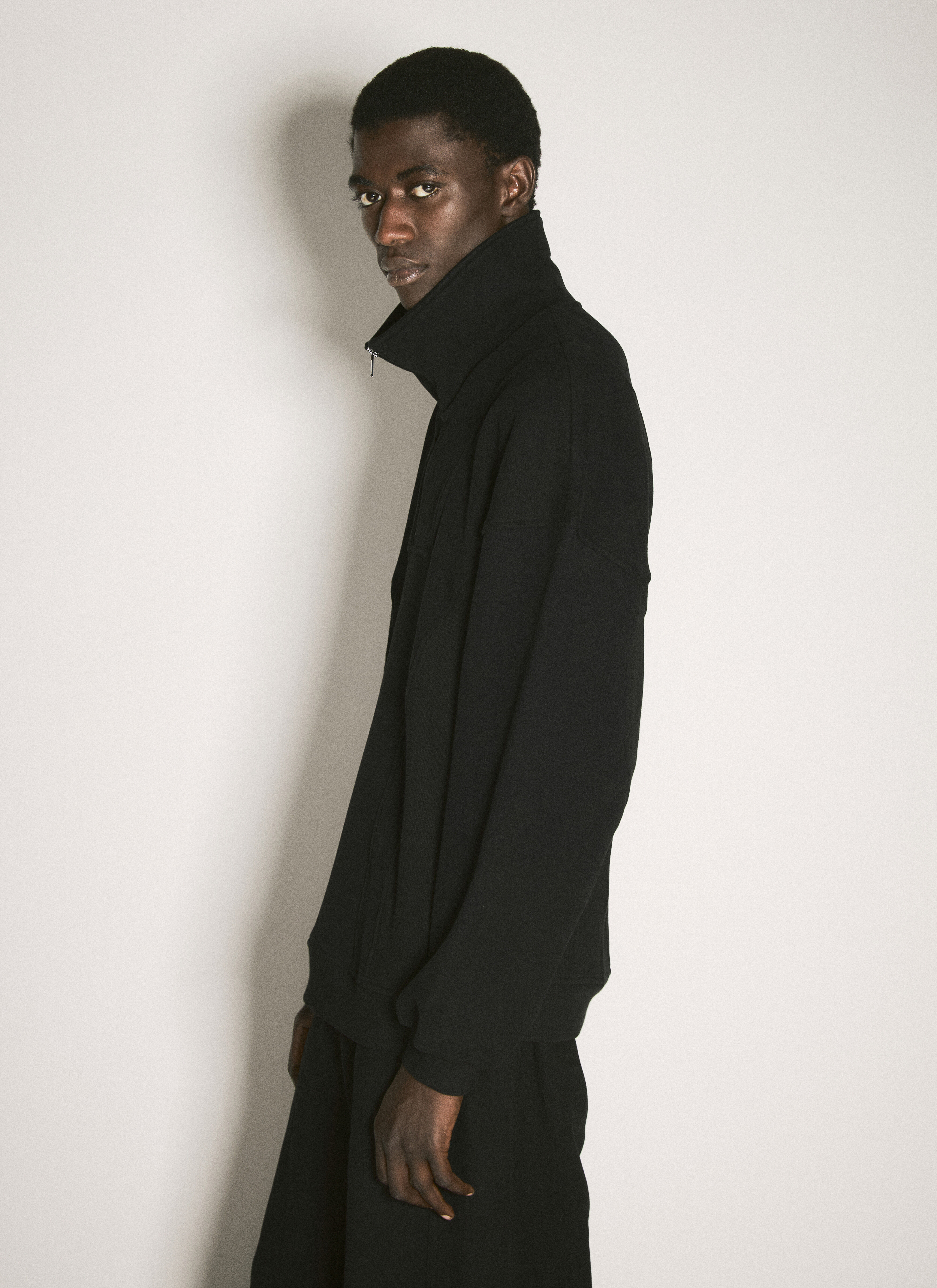 Saint Laurent Men's' Logo Embroidery Half-Zip Sweatshirt in Black | LN-CC®