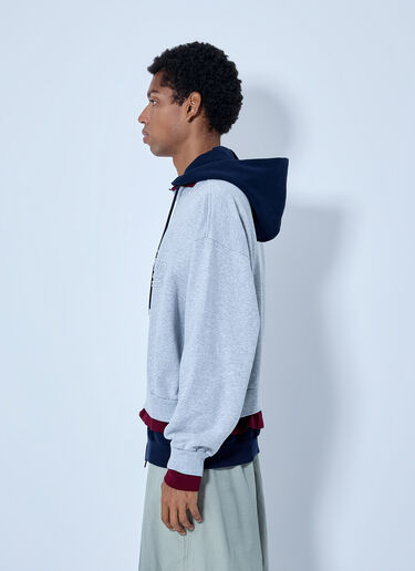Balenciaga Layered Hoodie with Embroidered Logo Grey bal0165005