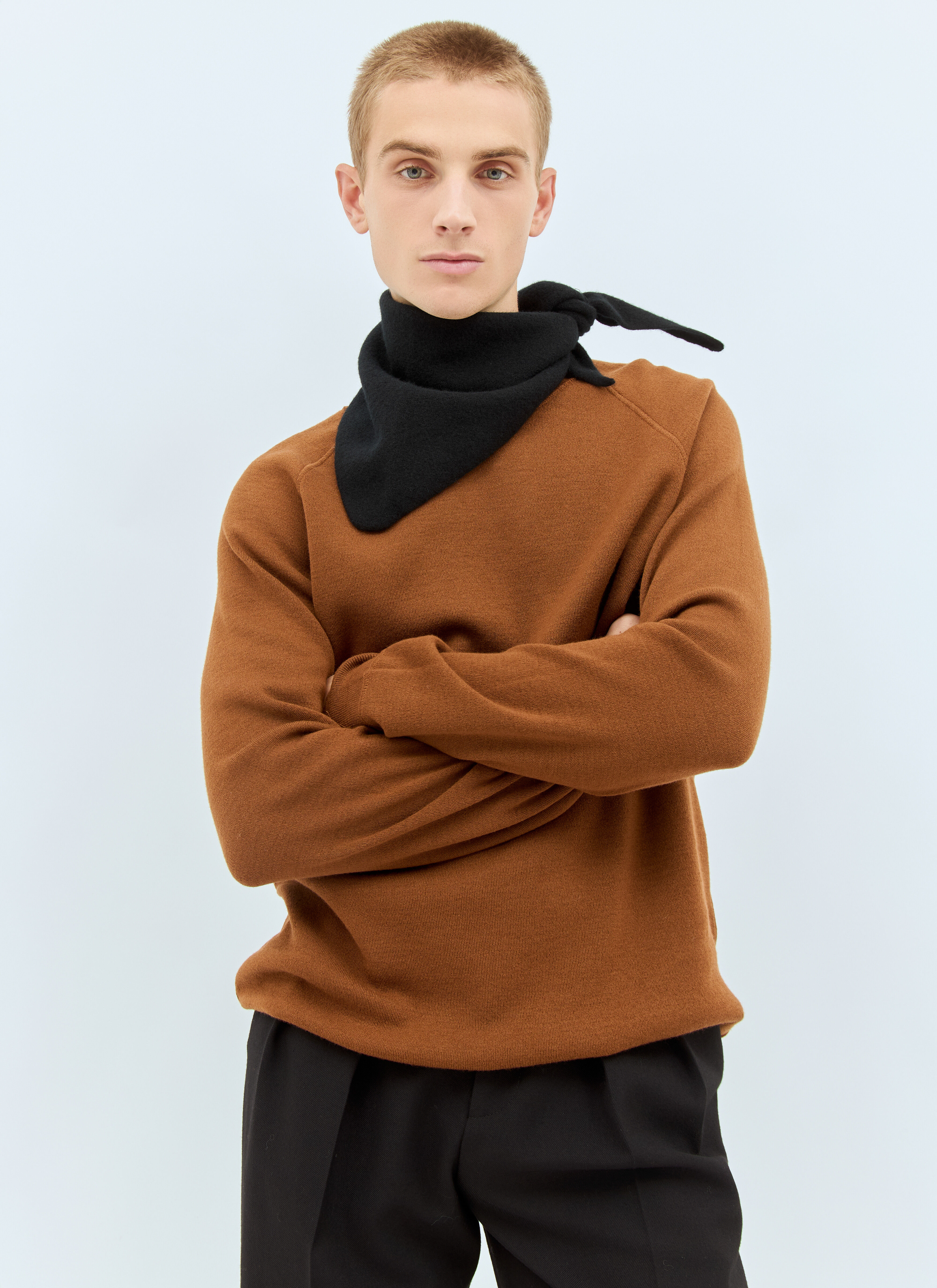MHL by Margaret Howell Men's' Wool Scout Scarf in Black | LN-CC®