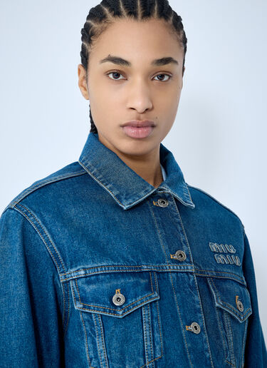 Miu Miu Contrast Hem Denim Jacket Blue miu0260013