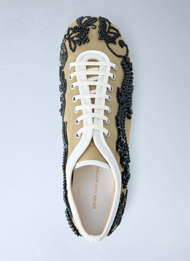 LN-CC® - Dries Van Noten: Embroidered Lace-Up Sneakers - Camel Dries Van Noten Embroidered Lace-Up Sneakers Camel dvn0264054