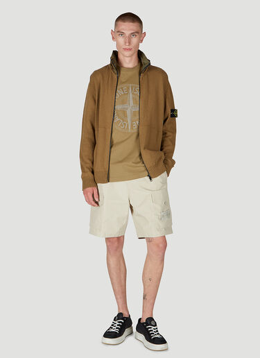 Stone Island 컴퍼스 패치 집업 스웨터 브라운 sto0152051