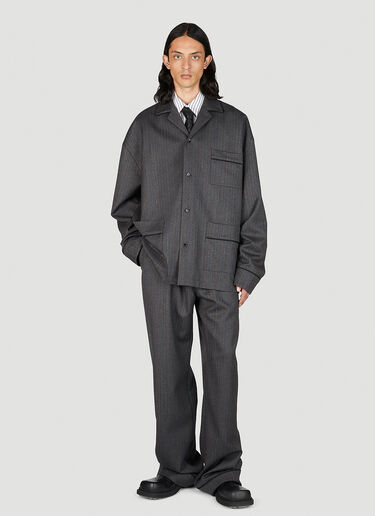 Bottega Veneta Pinstripe Wool Chevron Pants Grey bov0154010