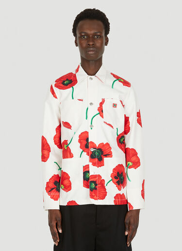 Kenzo Poppy Print Overshirt White knz0150027
