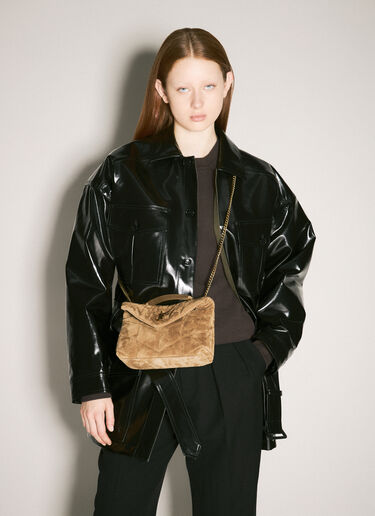 Saint Laurent Toy Puffer Suede Shoulder Bag Brown sla0258037