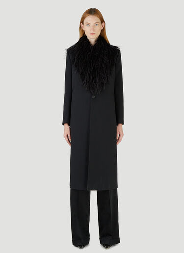 Saint Laurent Faux-Fur Trimmed Coat Black sla0244008