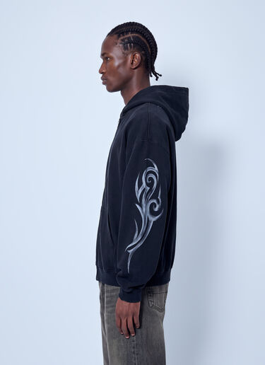 LN-CC® - VETEMENTS: Graffiti Tribal Zip-Up Hoodie - Black VETEMENTS Graffiti Tribal Zip-Up Hoodie Black vet0166011
