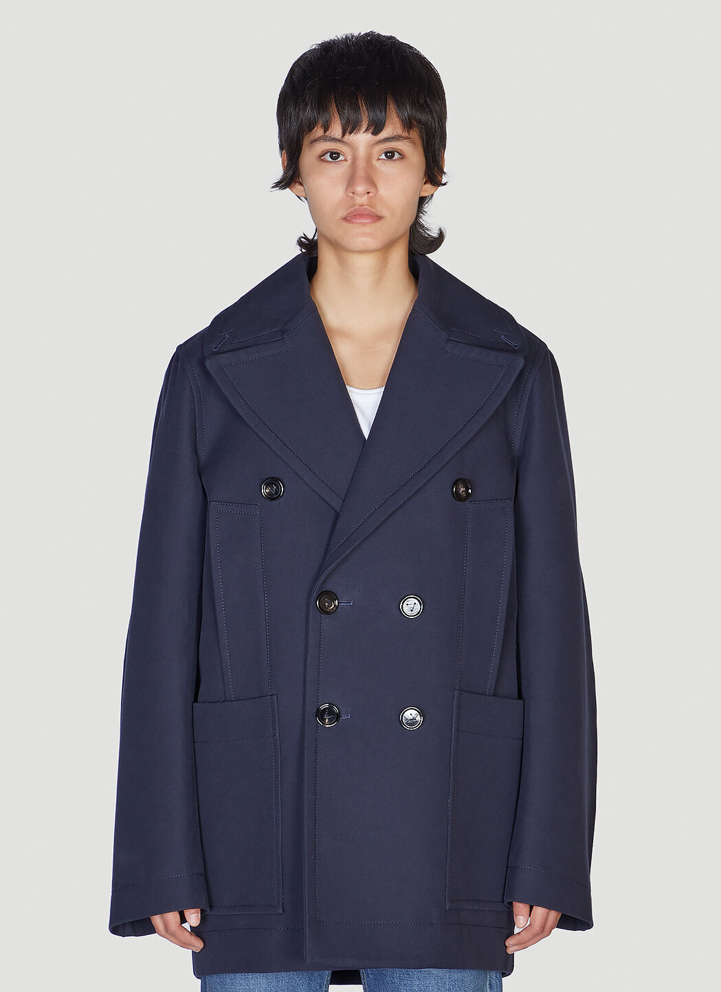Bottega Veneta Women s Abyss Curved Jacket in Blue LN CC