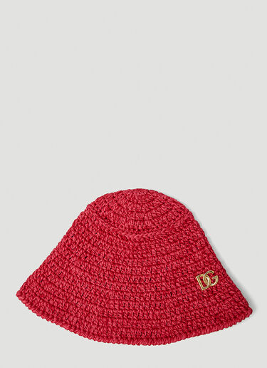 Dolce & Gabbana Logo Plaque Woven Bucket Hat Red dol0249102