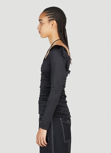 GANNI Ruched Top Black gan0253082