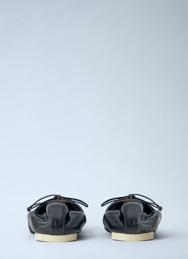 MM6 Maison Margiela Square Toe Bow Ballerina Shoes Brown mmm0264056