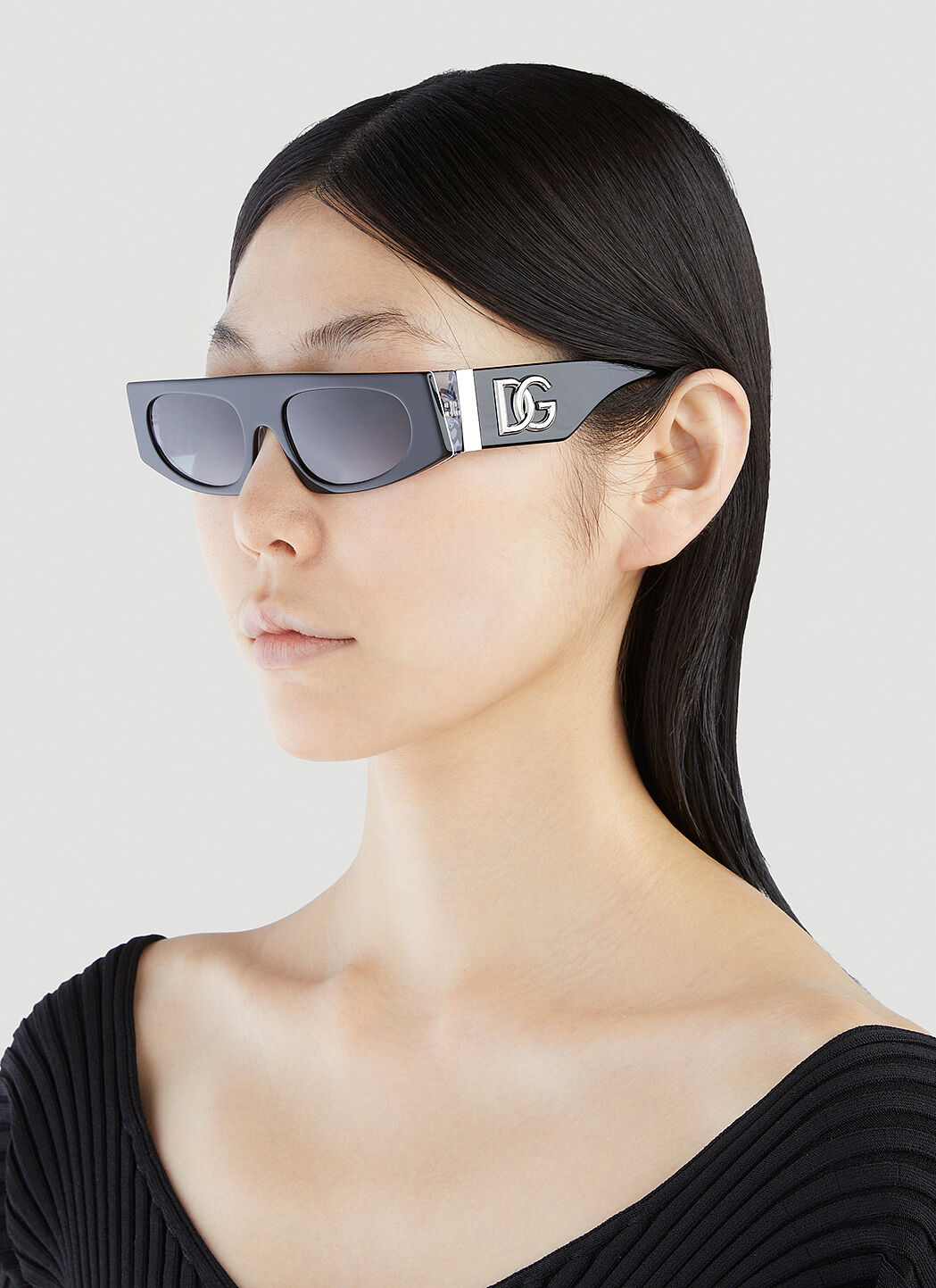 Dolce Gabbana Rectangle Sunglasses in Black LN CC
