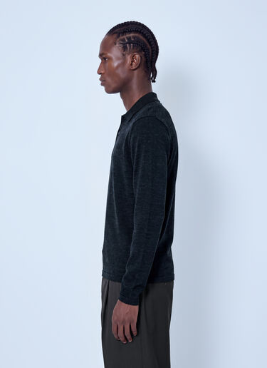 LN-CC® - Lemaire: Ls Knitted Polo Top - Black Lemaire Ls Knitted Polo Top Black lem0166017