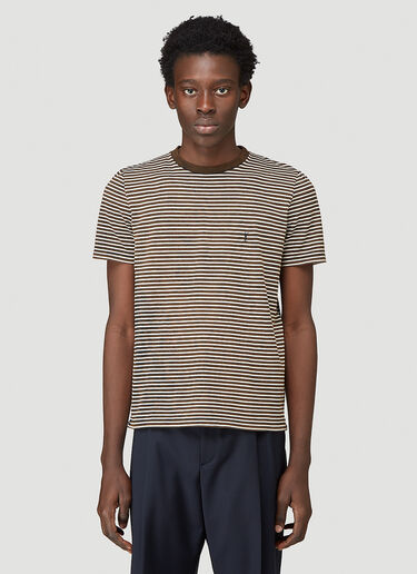 Saint Laurent Striped T-Shirt Brown sla0143010