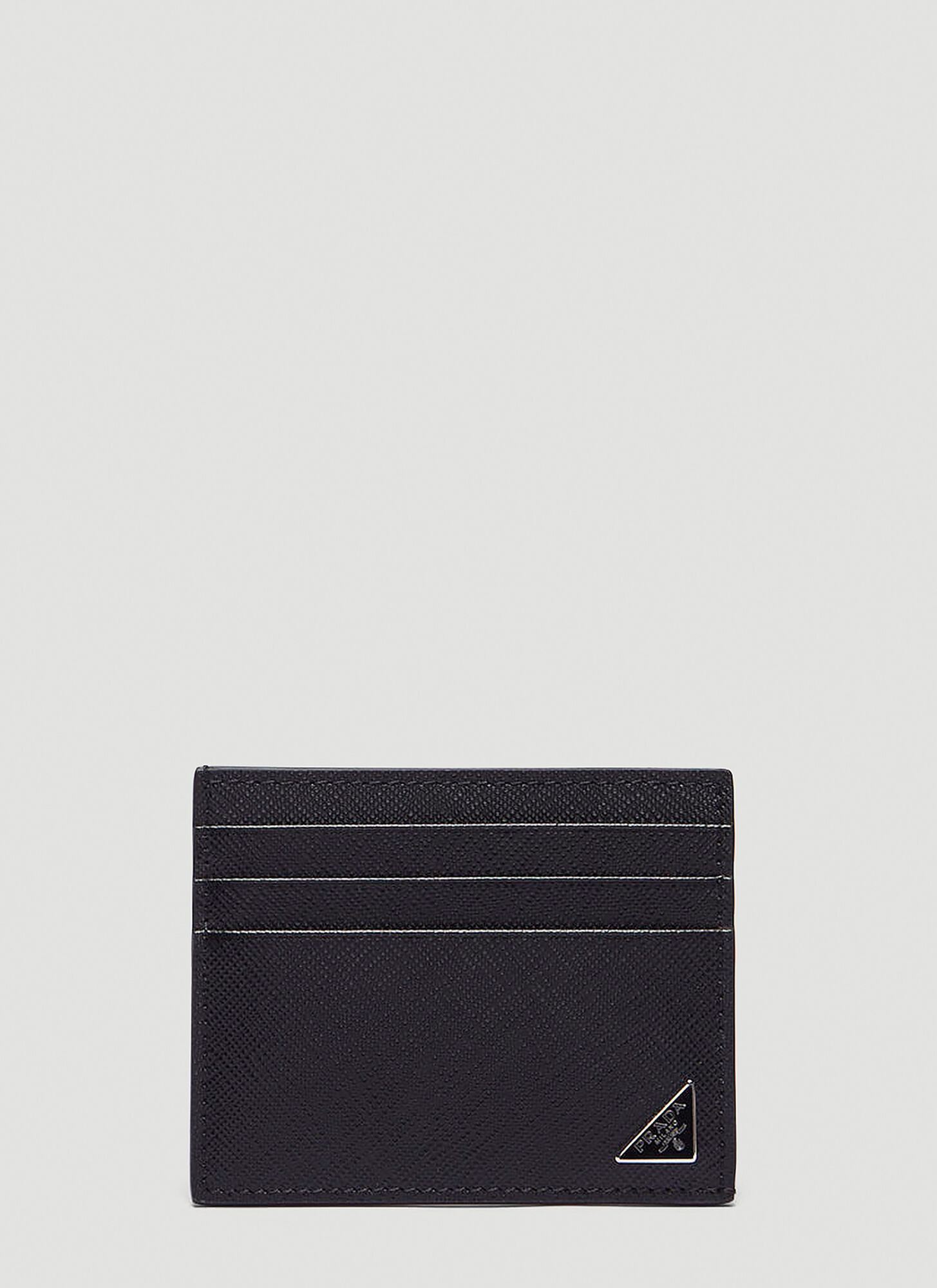 Prada Saffiano Triangle Logo Cardholder Male Black