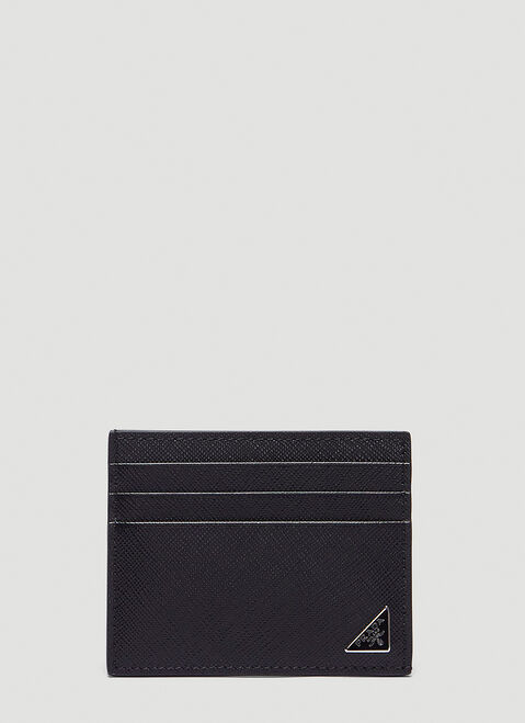 Prada [サフィアーノ] トライアングルロゴ カードホルダー Black pra0153002
