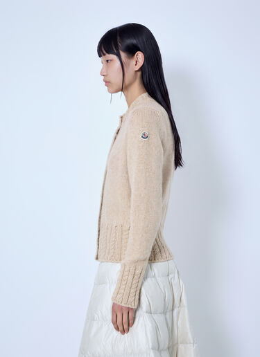 LN-CC® - Moncler: Ribbed Cardigan in Wool Blend - Light Beige Moncler Ribbed Cardigan in Wool Blend Light Beige mon0266009