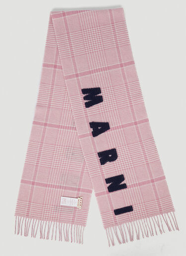 Marni Checked Wool Scarf Pink mni0255040