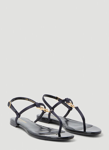 Saint Laurent Cassandra Flat Sandals Navy sla0252032