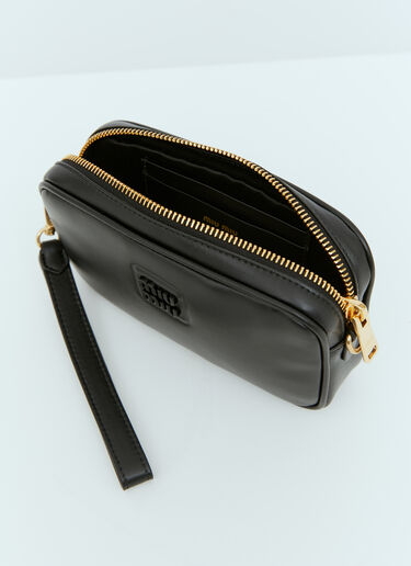 Embossed Logo Leather Pouch Miu Miu Embossed Logo Leather Pouch Black miu0254049