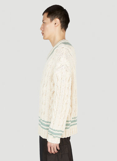 Visvim V-컬리지엄 케이블 니트 스웨터 크림 vis0152021