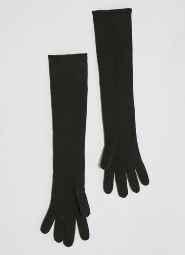 Saint Laurent Long Cashmere Knit Gloves Black sla0253172