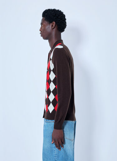LN-CC® - Miu Miu: Cashmere Argyle Cardigan - Brown Miu Miu Cashmere Argyle Cardigan Brown miu0166018