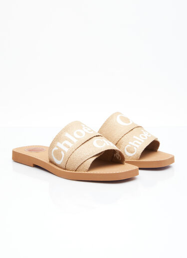 Chloé Woody Flat Mule Slides Beige chl0255040