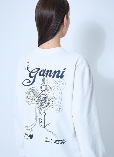 GANNI Logo Motif T-Shirt White gan0260004