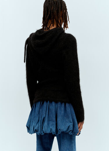 Aaron Esh Mohair Tied Hooded Sweater Black ash0154002