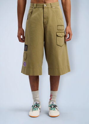 Palm Angels Military Patch Bermuda Shorts Green pma0162093