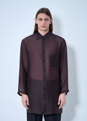 Yohji Yamamoto Lightweight Button-Down Shirt Brown yoy0160006