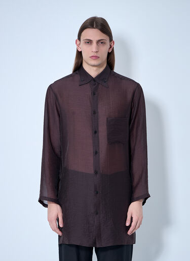 Yohji Yamamoto Lightweight Button-Down Shirt Brown yoy0160006