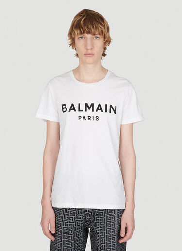 Balmain 로고 프린트 티셔츠 화이트 bln0153003